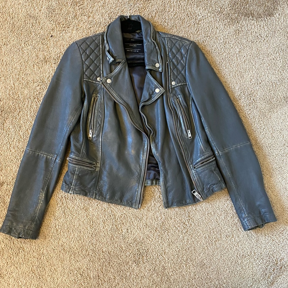 ALL SAINTS classic GREY moto jacket.